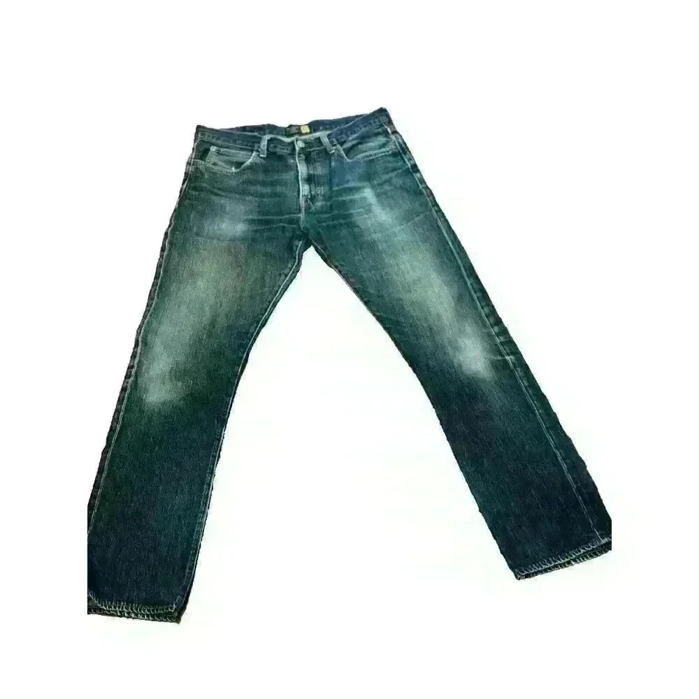 J Crew 770 Mens Jeans 34 x 32 Blue Dark Wash Straight Leg Preppy Denim